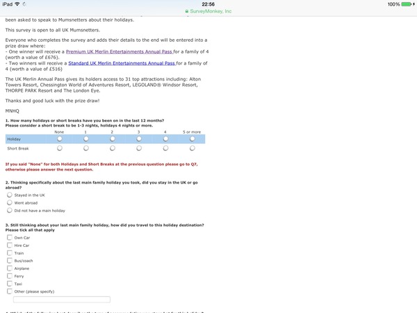 Complete a survey about holidays – Merlin annual passes to be won!NOW CLOSED