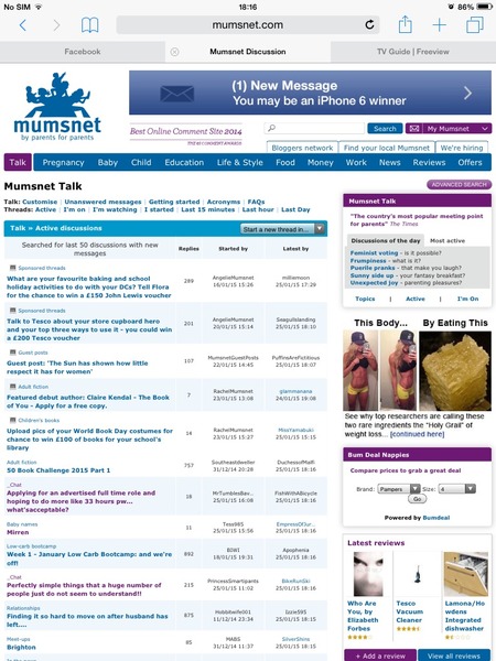 Flashing envelope advert appearing again