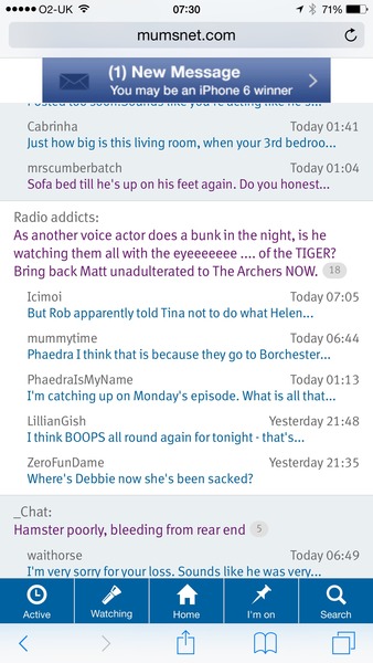 Flashing envelope advert appearing again