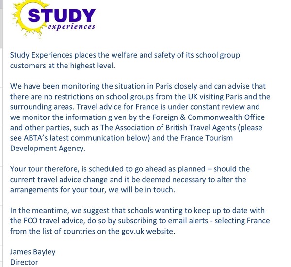 School Trip to Paris