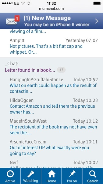 Flashing envelope advert appearing again