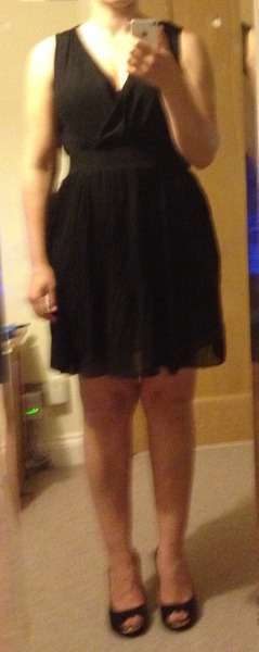 What tights with short black dress and black peep toe shoes?