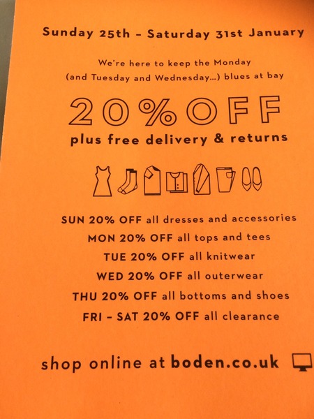 20% off Boden voucher code