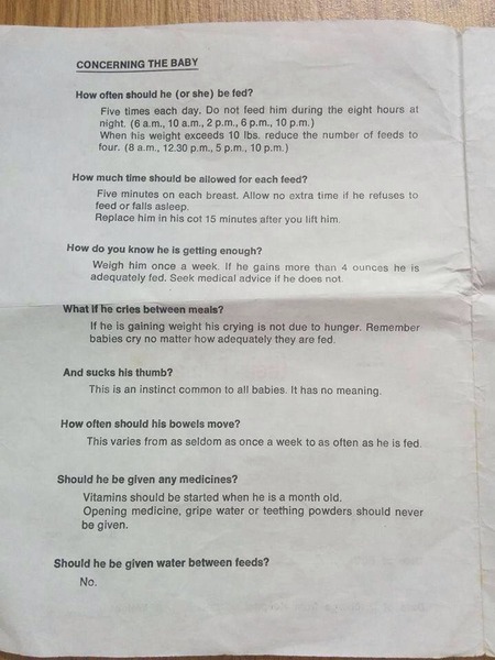 What was the official feeding advice in the 1970s?