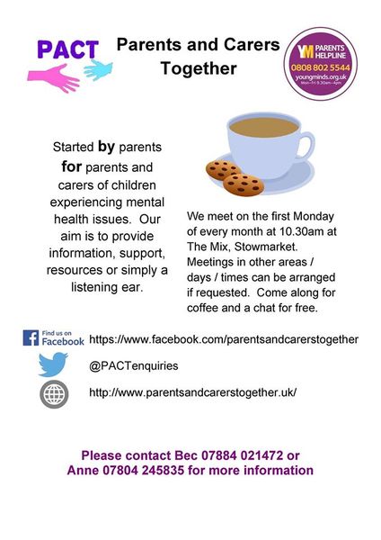 PACT - Parent and carers support group for those with children suffering with mental ill health - Stowmarket area