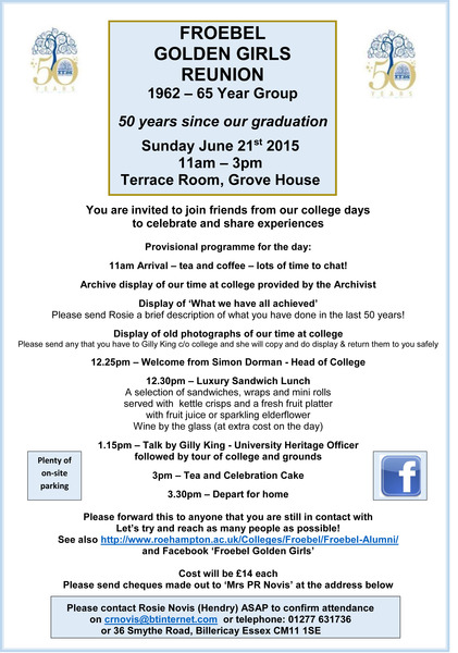A bit of a long shot - Froebel graduates of 1965