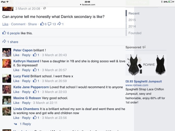 Darrick wood Secondary views please on school and bullying