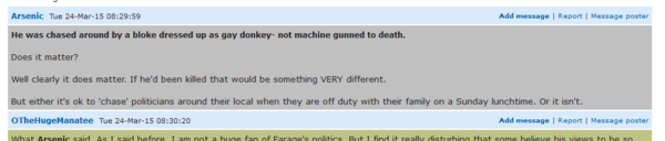 to think that it's unacceptable to frighten someone's DC even if you think they're a nasty bigot?