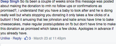 To be feel that some of the public have been mislead and a charity have lost out?