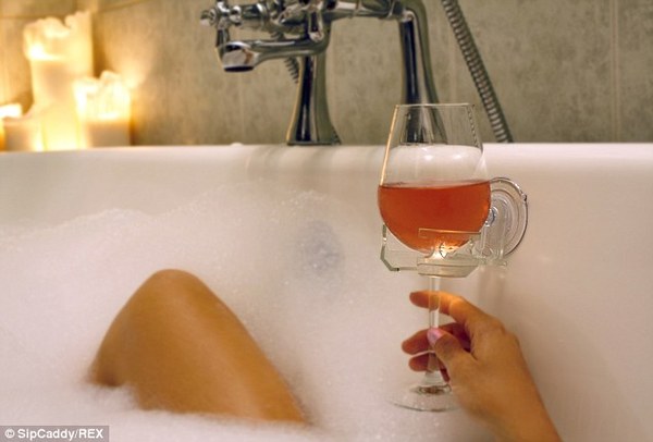 about drinking wine while having a bath?
