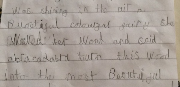 Random question about what age/stage you think this writing is at. Thanks in advance.