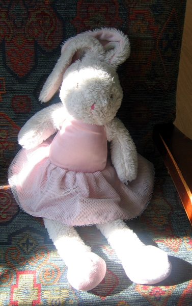 FOUND White rabbit toy in pink dress TW2