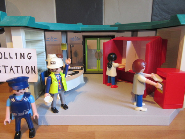 It's election day for the Playmobil people in our house. Cast your votes here...