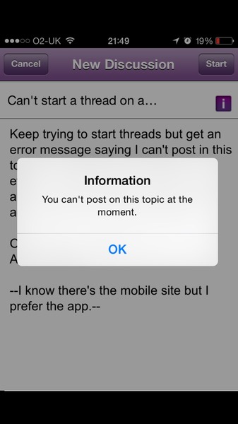 Can't start threads on app