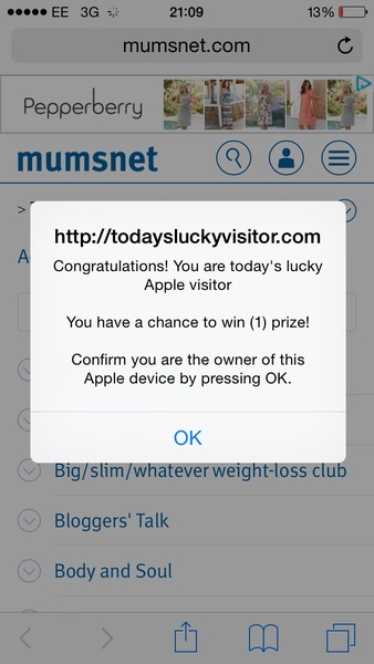 Pop up when launching site?