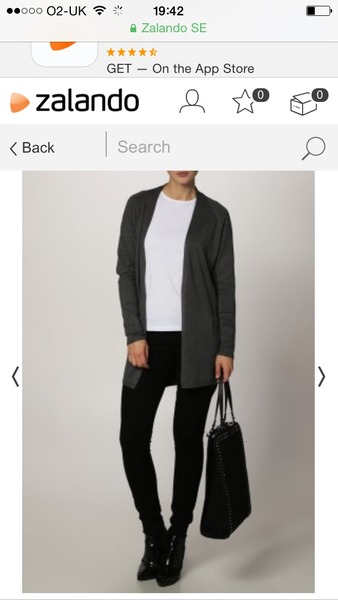 Where can I find a long grey/charcoal cotton cardigan?