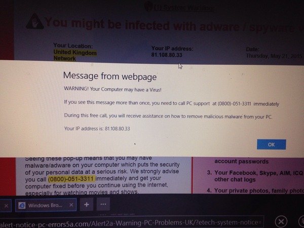 Virus pop up won't disappear!