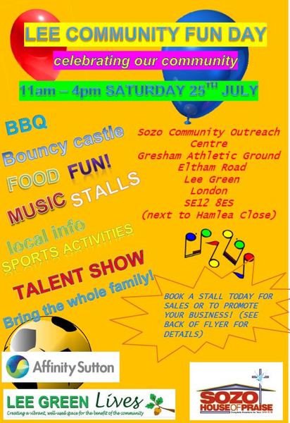 Lee Community Fun Day Sat 25th July 2015! Free!