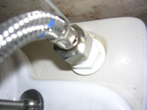 Toilet leaking clean water at tap connector valve