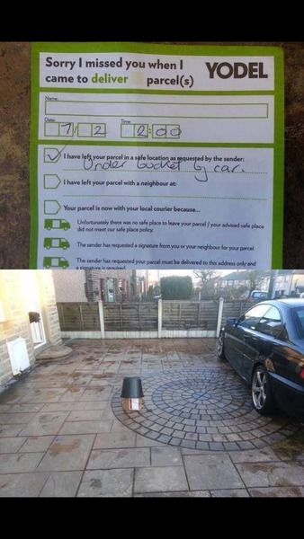 To not expect my parcel lobbing through the window?