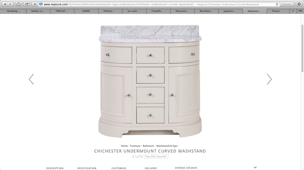 Neptune Chichester Curved Marble topped Bathroom vanity