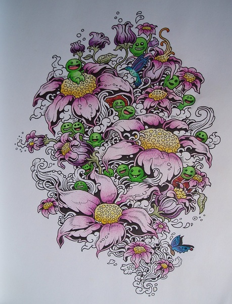 Adult colouring in books
