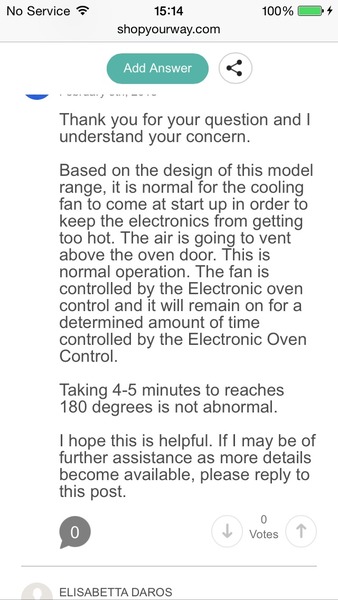 Blast of cold air coming from new oven