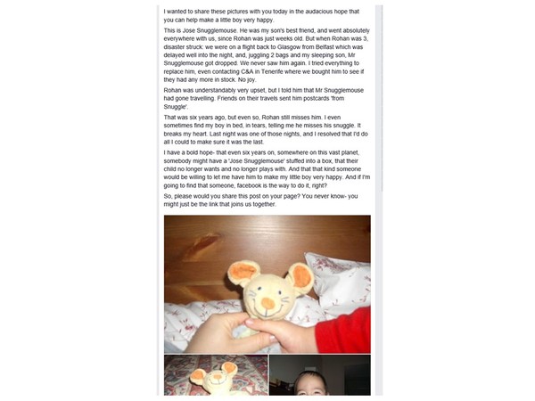Appeal for help to find or replace a childs beloved  lost toy