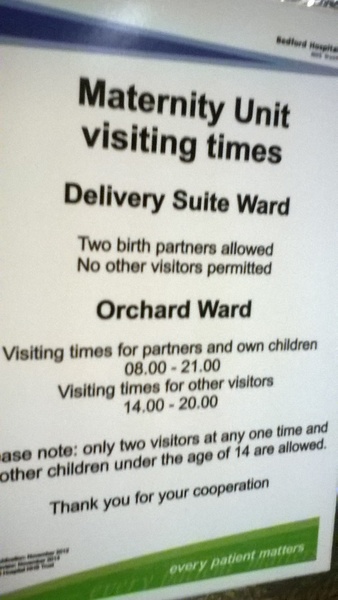 Children allowed on delivery suite (during labour, not after birth)