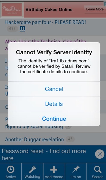 Cannot verify server