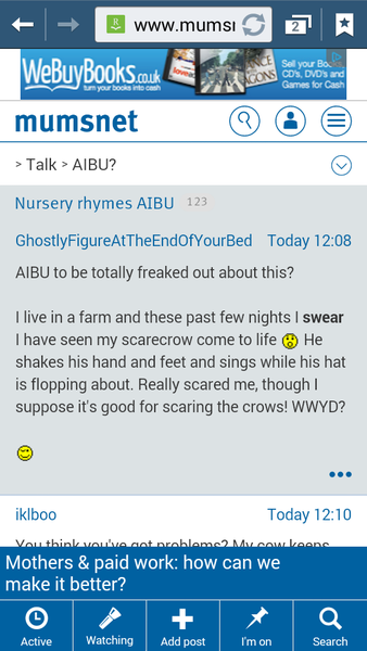 Mumsnet banners at the bottom of pages (another complaint sorry)