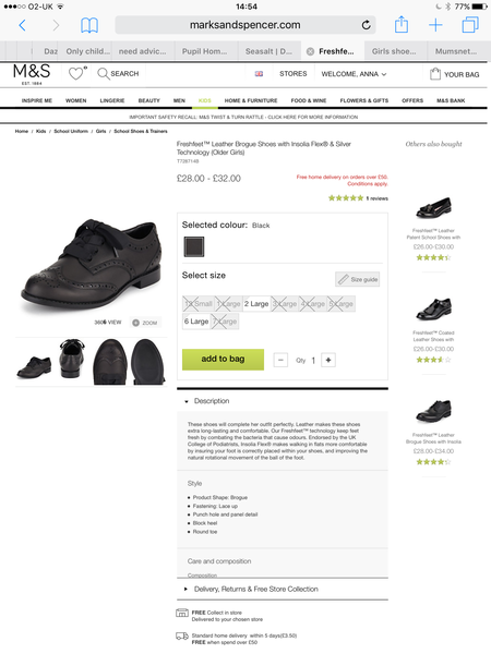 Girls shoes for secondary school