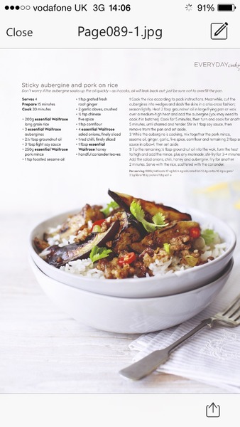 Sticky aubergine & pork Waitrose recipe
