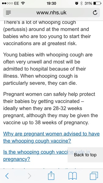 whooping cough vaccine - how late in pregnancy?