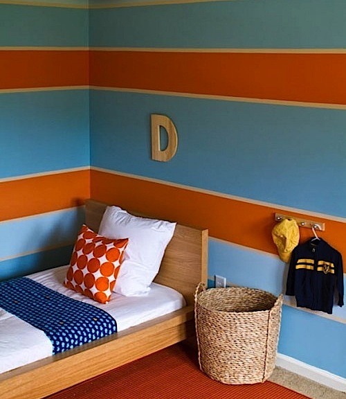We promised to re-paint DD's room if she did a thorough tidy up, and now she wants it to be orange and blue.