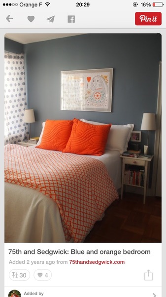 We promised to re-paint DD's room if she did a thorough tidy up, and now she wants it to be orange and blue.