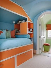 We promised to re-paint DD's room if she did a thorough tidy up, and now she wants it to be orange and blue.