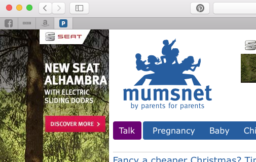 Pinned frequently used sites in new version of Safari
