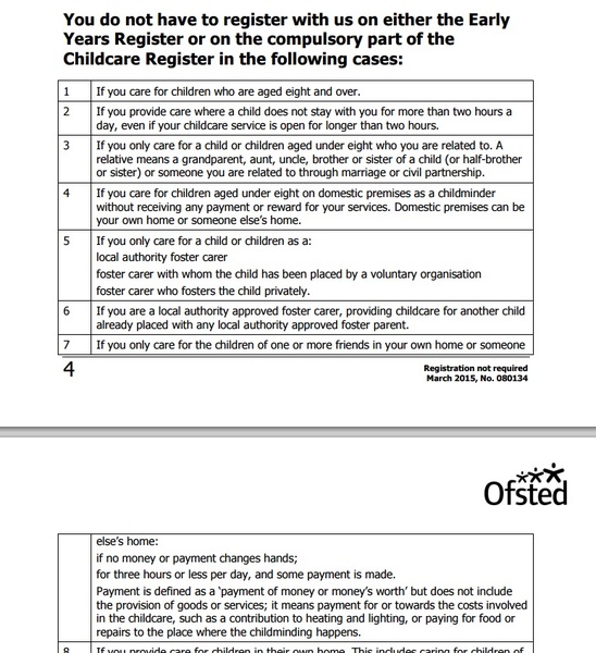 Unregistered Childcare - Legal & Paid