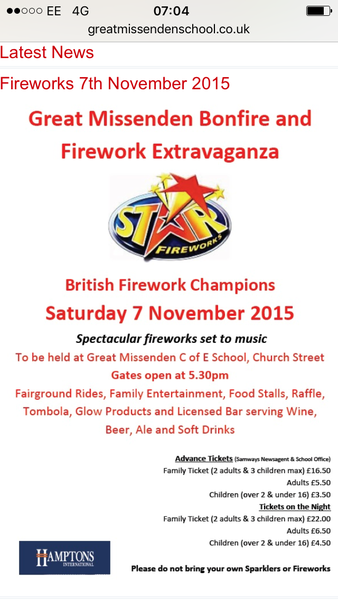 Fireworks evening 7th Nov - Great Missenden