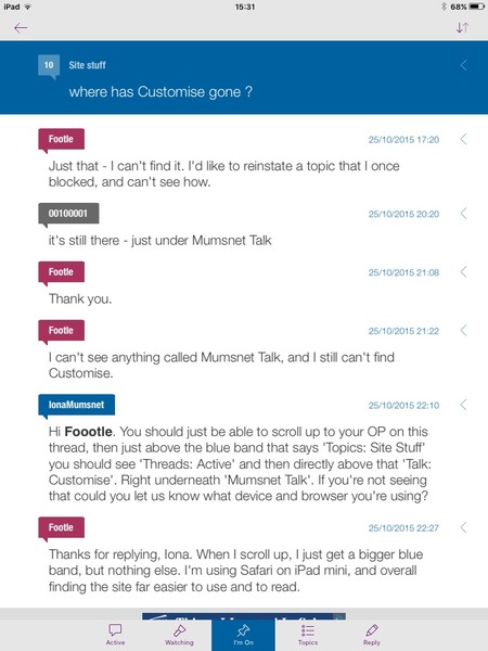 where has Customise gone ?