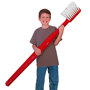 To take his new toothbrush to work with a little ribbon round it