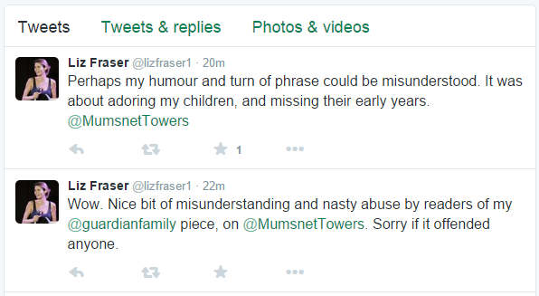 Use of child death as an analogy for sense of loss should be punishable by wearing a dimwit hat for ever more