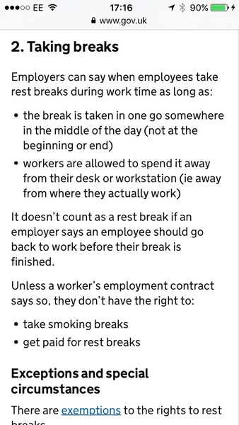 To insist I want a meal break