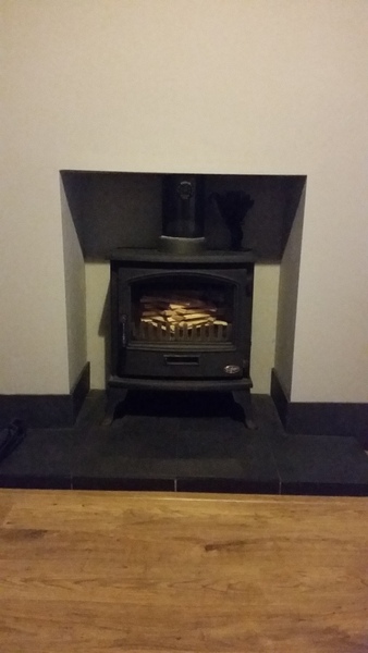 Tiles around a woodburner