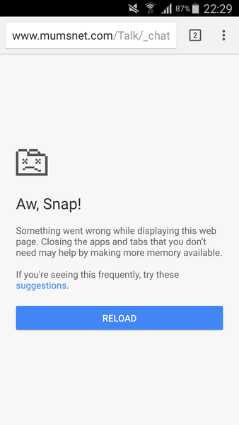 mobile site crashing on android
