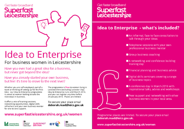 LEICESTERSHIRE COUNTY COUNCIL FREE COURSE - Would you like to Start your own business?