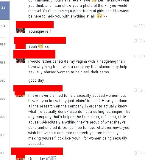 To complain about this Younique Rep?