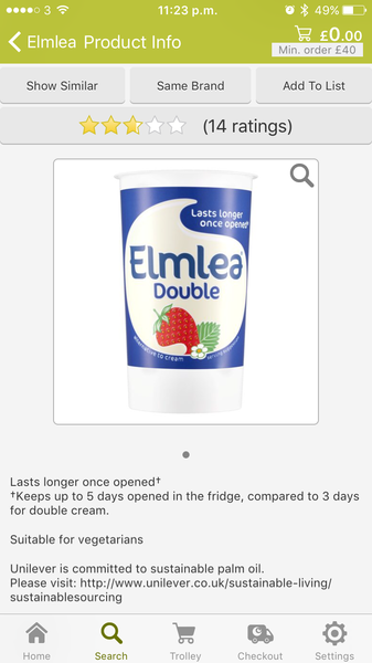 To disown OH for buying Elmlea instead of proper cream?