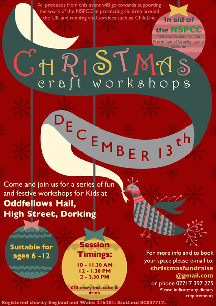 NSPCC Fundraise Event - Christmas Craft Workshops for Kids in Dorking, Surrey